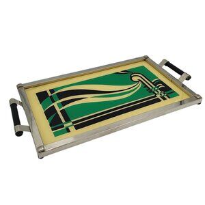 1930s Atonishing Green and Black Art Deco Tray. Made in USA